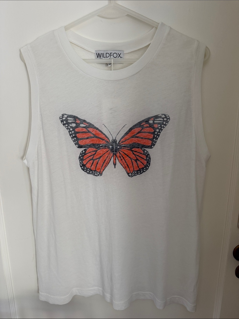 Wildfox Butterfly White Muscle Tank